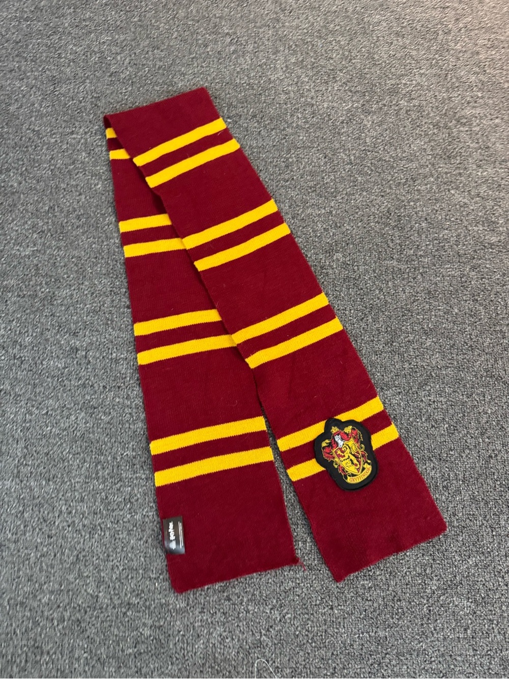 Warner Bros. Maroon and Yellow Striped Kids Scarf with Crest Patch